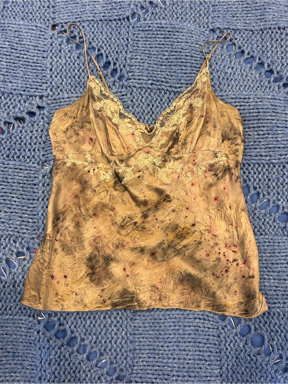 Arden B Gold Lace-Trim Silk Cami